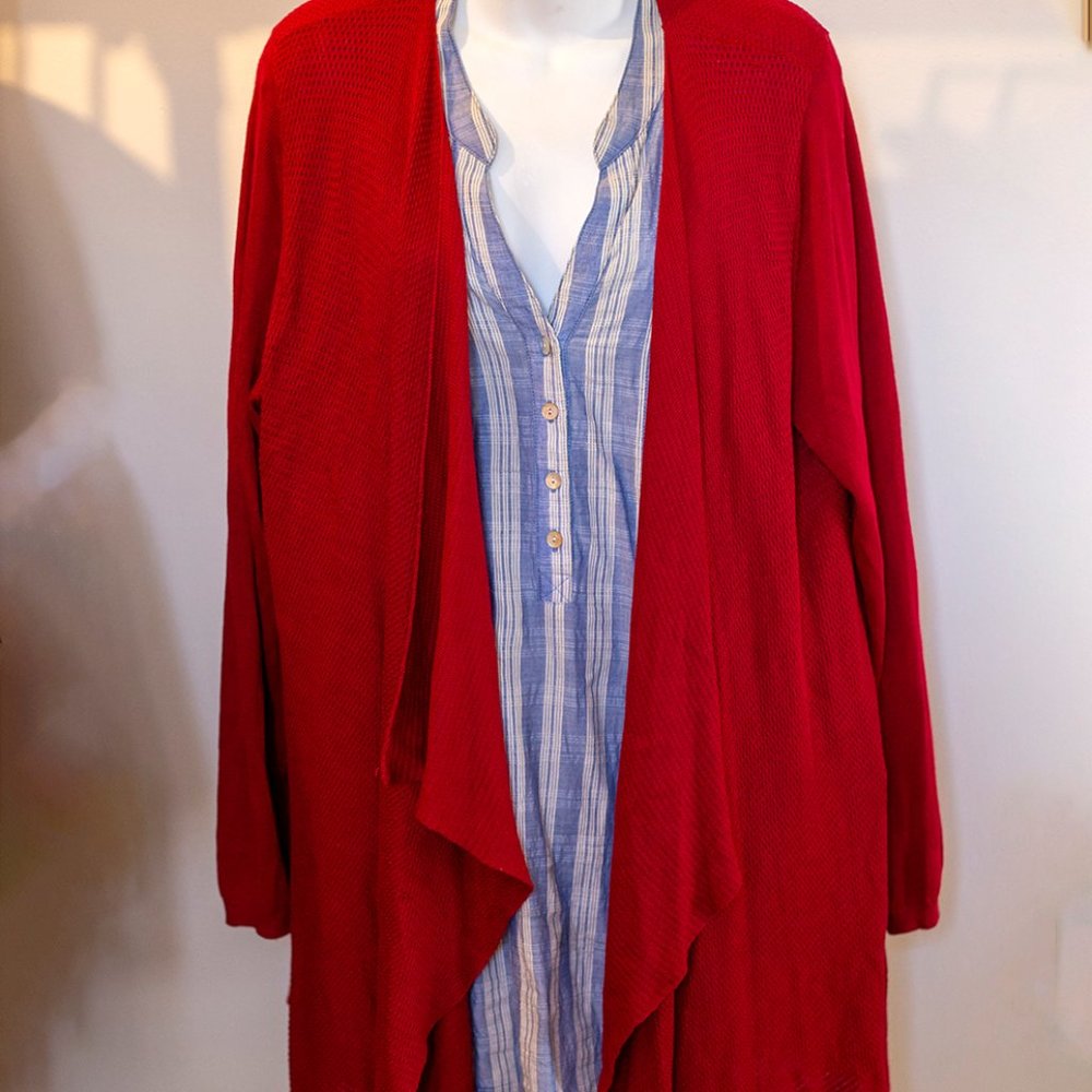 TORRID Red Waterfall Front Cardigan Plus Size 3